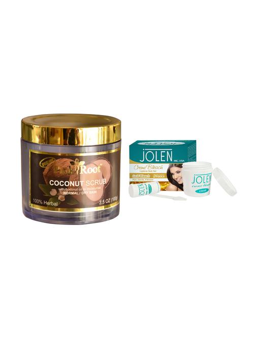 jolen gold bleach crème 18g and pink root coconut scrub 100gm - 15030022 - Very Small Image - 1