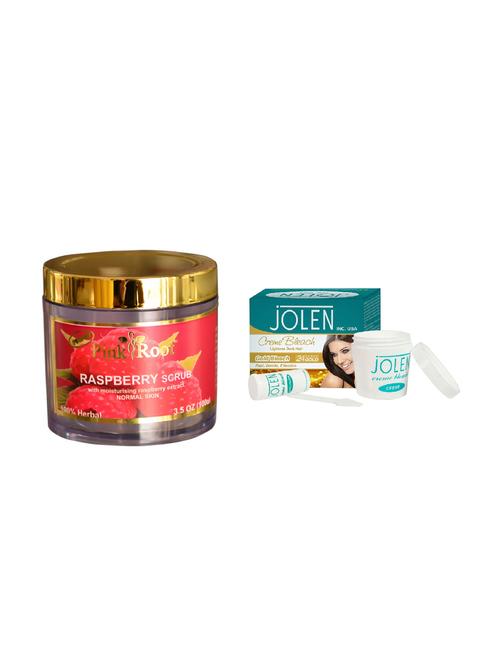 jolen gold bleach crème 18g and pink root raspberry scrub 100gm - 15030024 - Very Small Image - 1