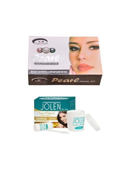 jolen gold bleach crème 18g and pink root pearl facial kit 83g - 15030029 - Very Small Image - 1