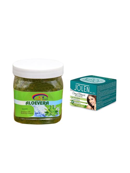 jolen aloe vera bleach crème 18g and pink root aloe vera scrub 500ml - 15030046 - Very Small Image - 1