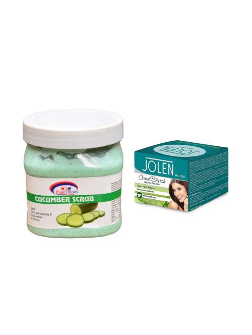 jolen aloe vera bleach crème 18g and pink root cucumber scrub 500ml - 15030050 - Very Small Image - 1