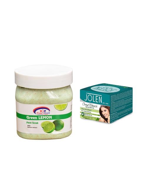 jolen aloe vera bleach crème 18g and pink root green lemon scrub 500ml - 15030053 - Very Small Image - 1