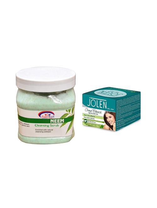 jolen aloe vera bleach crème 18g and pink root neem scrub 500ml - 15030055 - Very Small Image - 1
