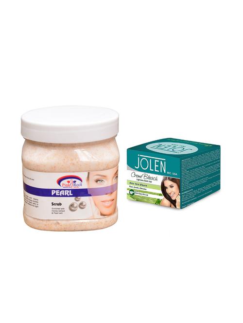 jolen aloe vera bleach crème 18g and pink root pearl scrub 500ml - 15030058 - Very Small Image - 1
