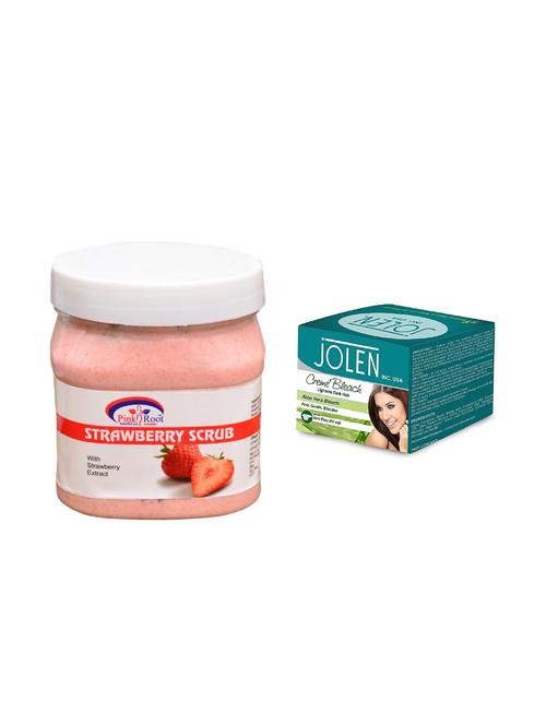 jolen aloe vera bleach crème 18g and pink root strawberry scrub 500ml - 15030061 - Very Small Image - 1