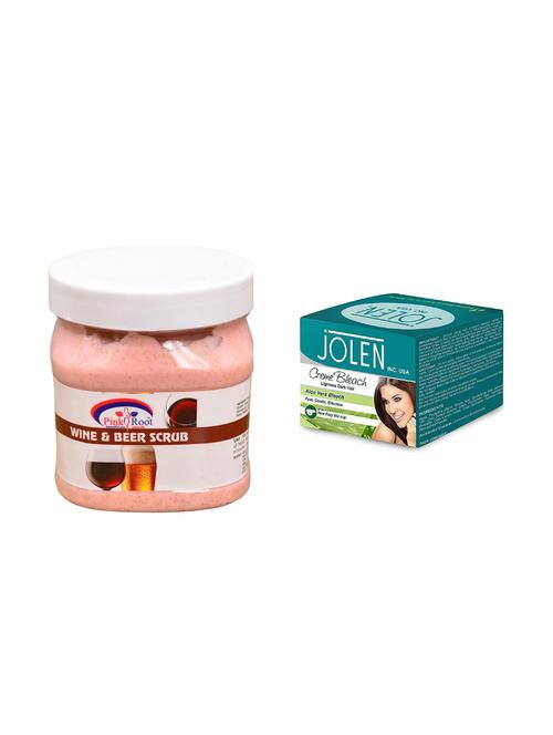 jolen aloe vera bleach crème 18g and pink root wine & beer scrub 500ml - 15030062 - Very Small Image - 1
