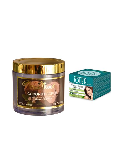 jolen aloe vera bleach crème 18g and pink root coconut scrub 100gm - 15030070 - Very Small Image - 1