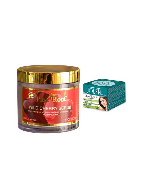 jolen aloe vera bleach crème 18g and pink root wild cherry scrub 100gm - 15030073 - Very Small Image - 1