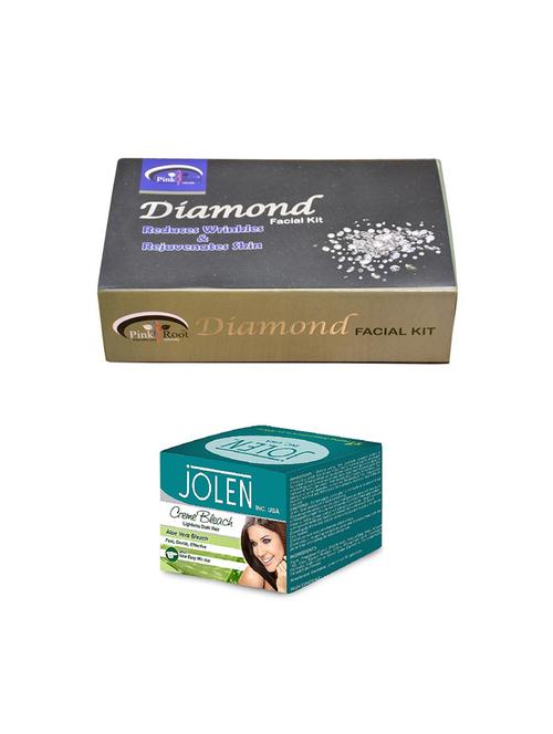 jolen aloe vera bleach crème 18g and pink root diamond facial kit 83gm - 15030074 - Very Small Image - 1