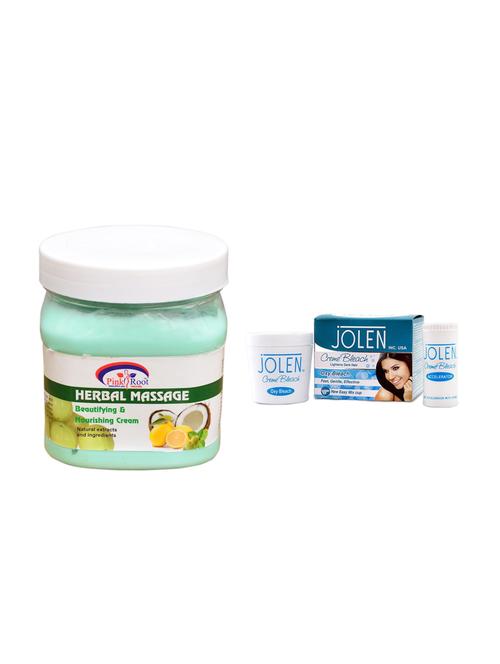 jolen oxy bleach crème 35g and pink root almond nourishing cream 500ml - 15030083 - Very Small Image - 1