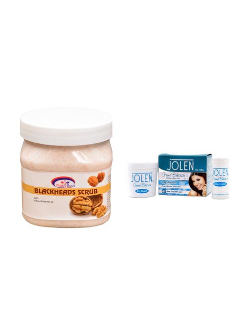 jolen oxy bleach crème 35g and pink root bleackheads scrub 500ml - 15030096 - Very Small Image - 1