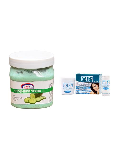 jolen oxy bleach crème 35g and pink root cucumber scrub 500ml - 15030098 - Very Small Image - 1