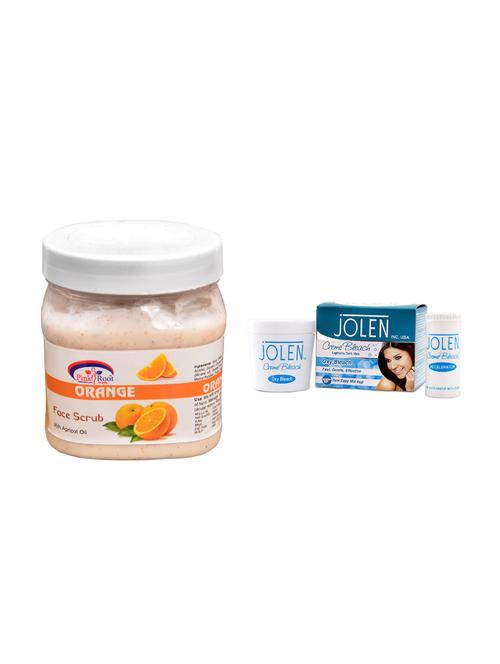 jolen oxy bleach crème 35g and pink root orange scrub 500ml - 15030104 - Very Small Image - 1