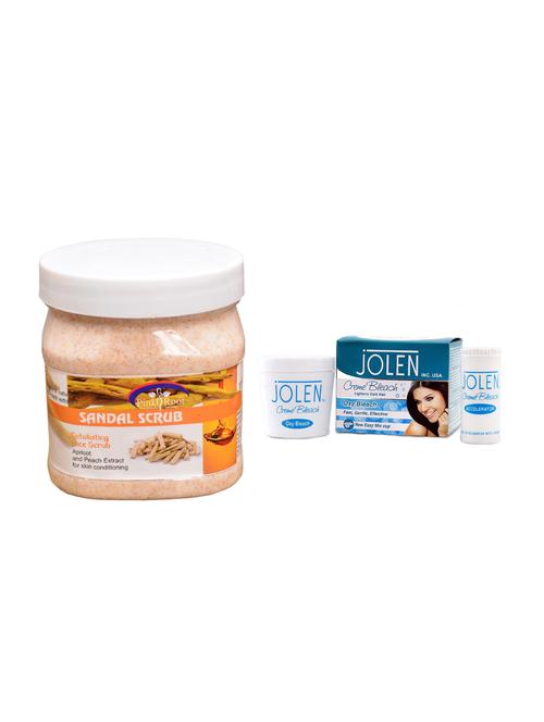 jolen oxy bleach crème 35g and pink root sandal scrub 500ml - 15030108 - Very Small Image - 1