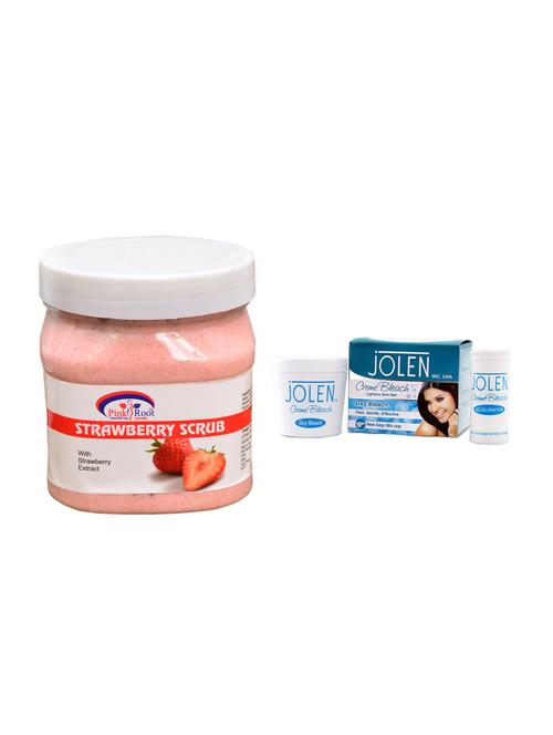 jolen oxy bleach crème 35g and pink root strawberry scrub 500ml - 15030109 - Very Small Image - 1