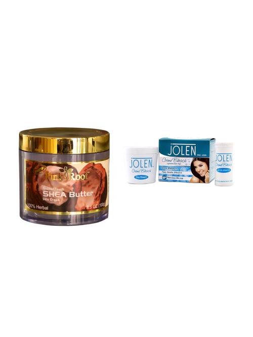 jolen oxy bleach crème 35g and pink root shea butter skin cream 100gm - 15030114 - Very Small Image - 1