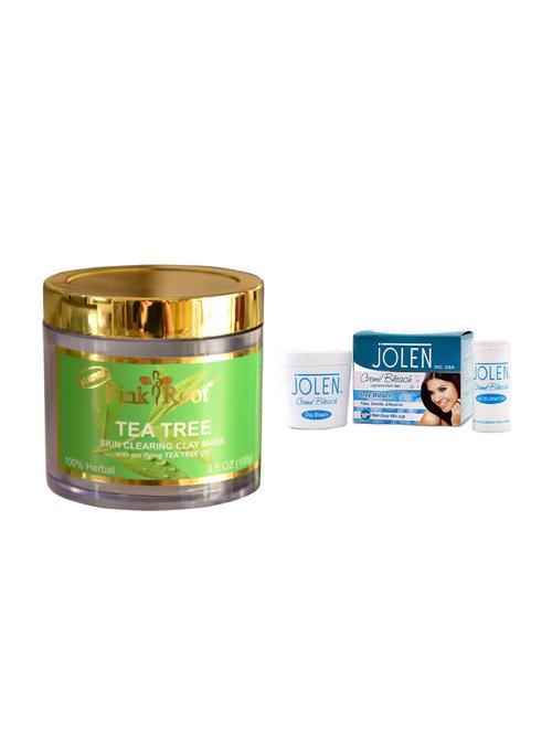 jolen oxy bleach crème 35g and pink root tea tree skin clearing clay mask 100gm - 15030115 - Very Small Image - 1