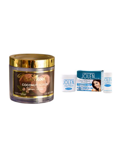 jolen oxy bleach crème 35g and pink root coconut scrub 100gm - 15030118 - Very Small Image - 1