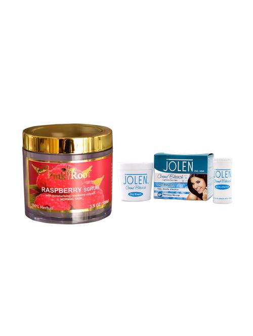 jolen oxy bleach crème 35g and pink root raspberry scrub 100gm - 15030120 - Very Small Image - 1