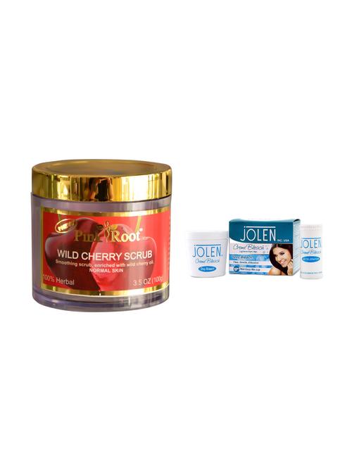 jolen oxy bleach crème 35g and pink root wild cherry scrub 100gm - 15030121 - Very Small Image - 1