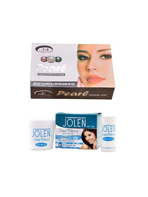 jolen oxy bleach crème 35g and pink root pearl facial kit 83g - 15030125 - Very Small Image - 1