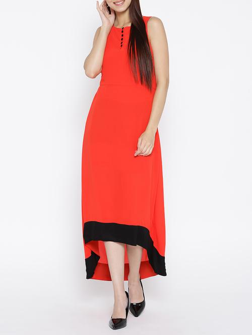 contrast hem button detail asymmetric dress - 15030231 - Very Small Image - 1
