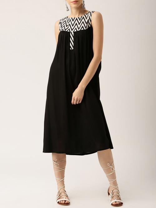 black cotton a-line dress - 15030247 - Very Small Image - 1
