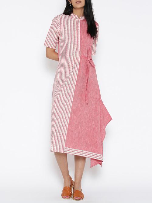 tie front striped asymmetric dress - 15030259 - Very Small Image - 1