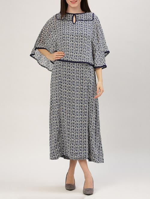 key hole neck cape sleeved dress - 15030285 - Very Small Image - 1