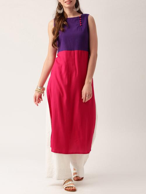 purple cotton straight kurta - 15030372 - Very Small Image - 1