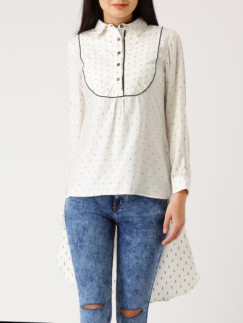 contrast piped high low tunic - 15030387 - Very Small Image - 1