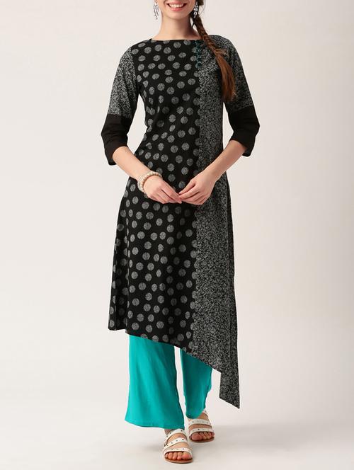 black cotton kurta palazzo set - 15030395 - Very Small Image - 1