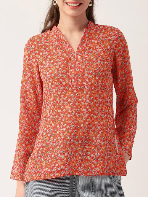 v neck ditsy floral top - 15030418 - Very Small Image - 1
