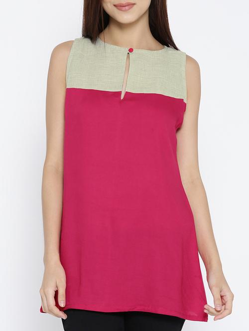 solid pink rayon tunic - 15030437 - Very Small Image - 1