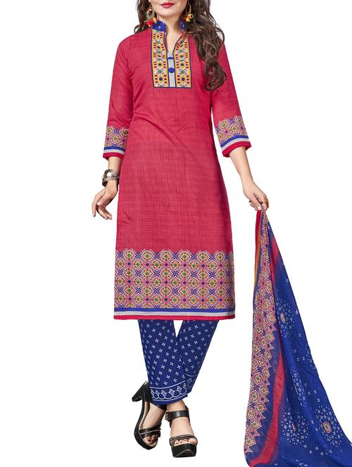 pink straight pant suits unstitched suit - 15030740 - Very Small Image - 1