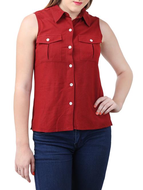 solid red linen shirt - 15030806 - Very Small Image - 1