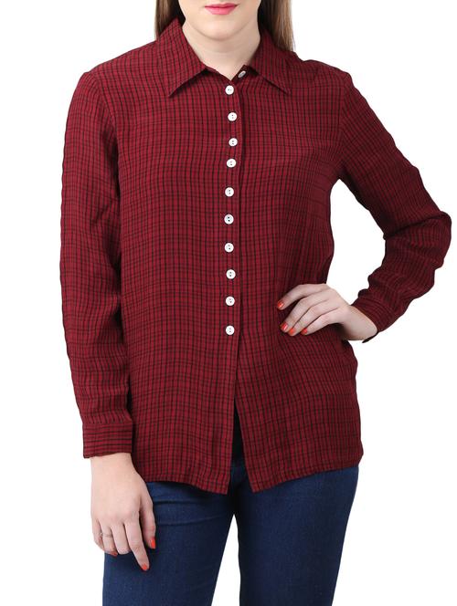 red viscose checkered shirt - 15030814 - Very Small Image - 1