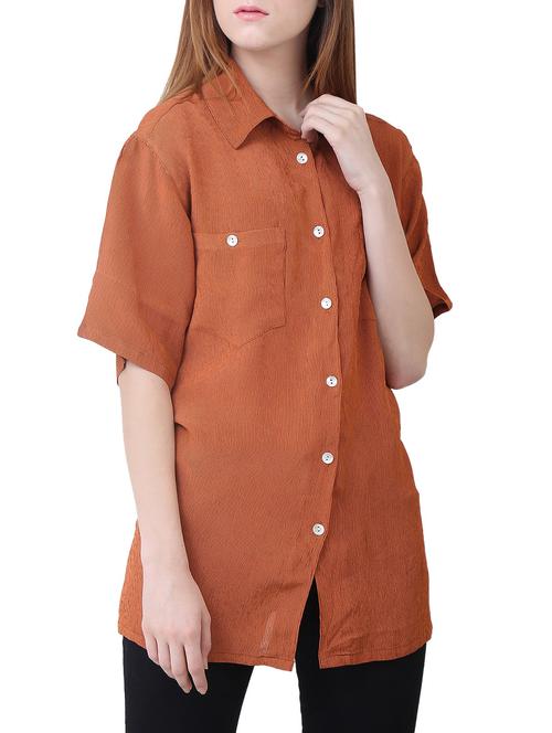 orange checkered viscose tunic - 15030817 - Very Small Image - 1