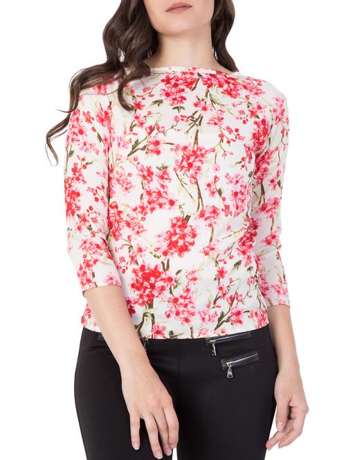 orange floral printed top - 15030972 - Very Small Image - 1