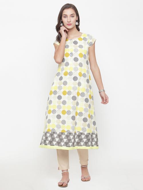 ivory printed kurta with pant set - 15031193 - Very Small Image - 1