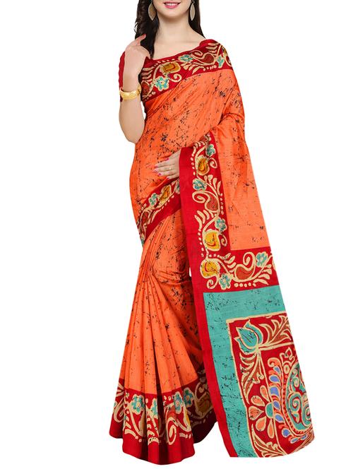 orange art silk bhagalpuri saree with blouse - 15031814 - Very Small Image - 1