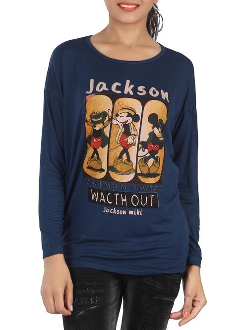 dark blue cotton printed tee - 15032130 - Very Small Image - 1