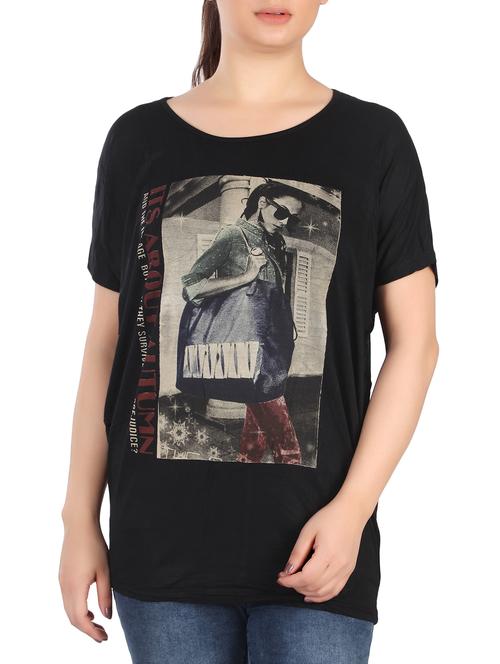 black cotton graphic printed tee - 15032160 - Very Small Image - 1