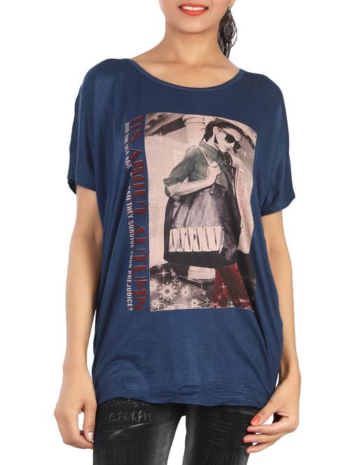 dark blue cotton graphic printed tee - 15032161 - Very Small Image - 1