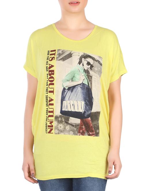 yellow cotton graphic printed tee - 15032162 - Very Small Image - 1