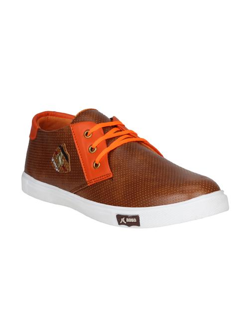brown leatherette lace up sneaker - 15032245 - Very Small Image - 1