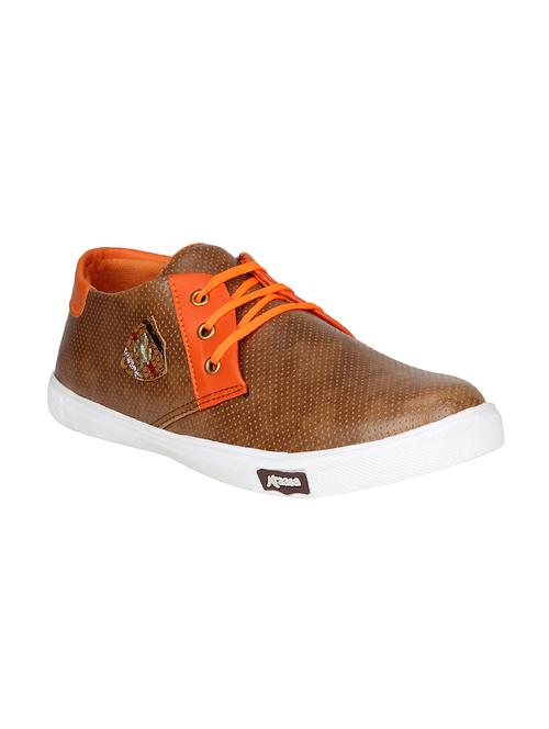 tan leatherette lace up sneaker - 15032249 - Very Small Image - 1
