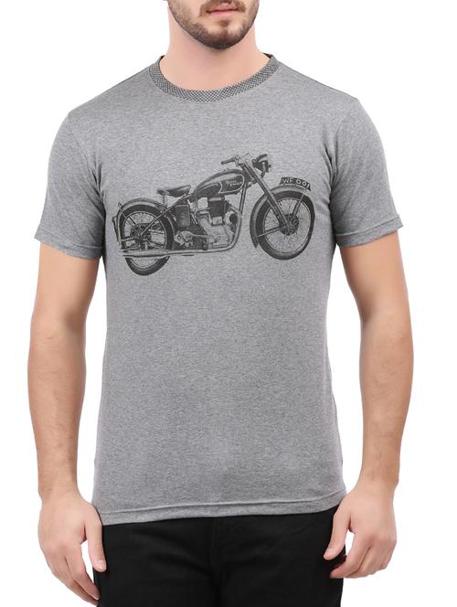 grey chest printed t-shirt - 15032366 - Very Small Image - 1