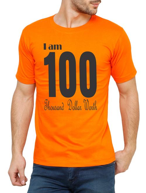 orange cotton chest print tshirt - 15033043 - Very Small Image - 1