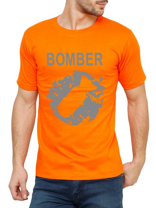 orange cotton chest print tshirt - 15033051 - Very Small Image - 1